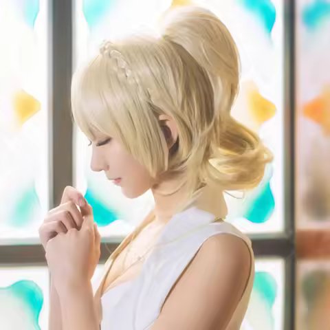 New Arrival FF15 XV Lunafreya Nox Fleuret Princess Luna Braided Heat Resistant Cosplay Costume Wig +