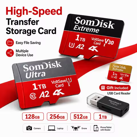Card Micro TF/SD Durable Micro TF/SD Card 64GB 128GB 256GB 512GB Fast Transfer SD Memory Card USB Fl