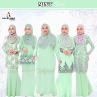 Tema Mint Baju Kurung Dewasa Plus size Lace Moden Muslimah Terkini Tunang Bridesmaid Kenduri Raya (Size XS-2XL/32-60)