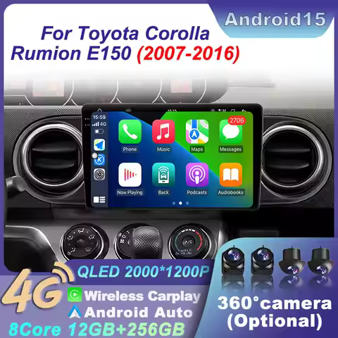 Radio For Toyota Corolla Rumion E150 2007-2016Car Android 15 Carplay Radio GPS Stereo Navigation Pla