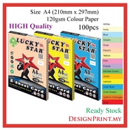Colour Paper 100pcs A4 size 120gsm (2 Sheet) Lucky Star IK Indah Kiat for Digital / Laser / Inkjet P