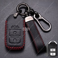 Leather Remote Key Cover Case Holder for Honda Vezel City Civic Jazz CRV Crider HRV Fit Freed Protector Fob car key shell keychain