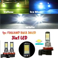 1piece FOGLAMP Bulb 36LED Triple Color H11 Car LED Fog Lamp H3 LED Bulb H8 Car Fog Light 9006 White 