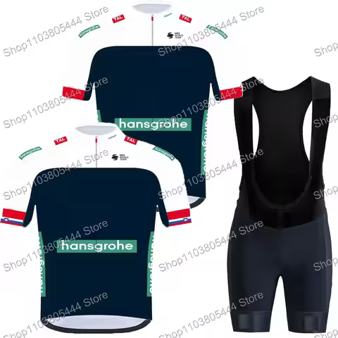 Hansgrohe Team 2025 Cycling Jersey Set Summer TDF Clothing Men Road Bike Shirts Top Suit Bicycle Bib