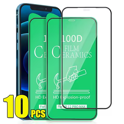 10pcs 100D Ceramics Film Screen Protector HD Anti-Shock Full Cover For iPhone 17 Air 16 Pro Max 16E 