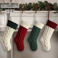 Knitted Christmas Gift Bag Decorative Socks Christmas Stockings Pendant Color Matching plus-Sized Wr