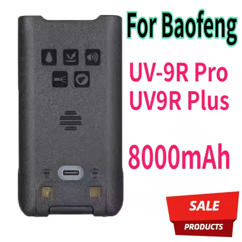 For Baofeng UV-9R Pro UV9R Plus Li-ion Battery Support Type-C/USB Charge for Baofeng UV-9R Plus Pro 