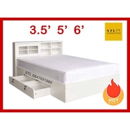 เตียงไม้สีขาว มีลิ้นชัก เตียงสีขาว เตียงหัวกล่อง กทมปริมณฑล 3.5 ฟุต โซลิด