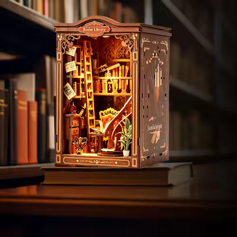 3D Book Nook Puzzle Wooden Dollhouse Model Kit for Adults DIY Miniature House Creative Home Decor Di