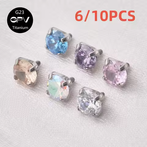 6/10PCS G23 F136 Puncture Jewelry Accessories Four Claw Zircon Lip Nail Nose Nail Ear Cartilage Nail