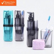8-in-1 Travel Toiletry Kit - Compact Travel Pack Set with Toothbrush Holder, Cup, and Shampoo Refill