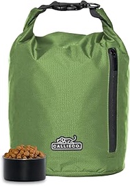 Callieco Dog Food Travel Bag w/ 1 Cup Scoop and Zipper Side Pocket | Waterproof Kibble Storage Conta