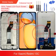6.74นิ้วต้นฉบับใหม่สำหรับ Xiaomi Redmi 13C 4G 5G อะไหล่ซ่อมเซ็นเซอร์หน้าจอแผงสัมผัสหน้าจอ LCD + กระจ