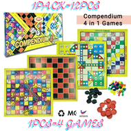 【1PACK=12PCS ! ! !】JHEE COMPENDIUM 4 IN 1 GAMES  SNAKE GAME/ SPORT GAME / AEROPLANE GAME/ DRAUGHT GA