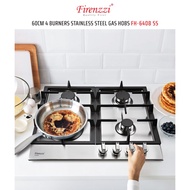 Firenzzi FH-6408 SS 60CM Gas Hob Built-In Stainless Steel Hob 3 Burners Safety Valve 3 Sabaf Burner
