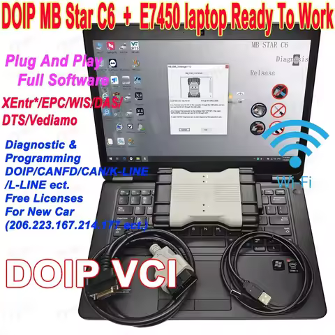 DOIP MB Star C6 WiFi With Laptop E7450 Installed 2025.03 SSD VCI C6 Multiplexer Auto Diagnosis Tool 