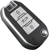 KUNIO Flip Key Fob Cover fit for Peugeot 5008 208 308 fit for Citroen C3 C4 Cactu fit for Opel Crossland X Zafira Corsa F Key Cover TPU Key Cover Case Car Key Case 3 Buttons Silver