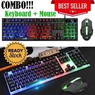 Gaming Keyboard LED with Mouse 832 Satu Set Lengkap RGB Backlight Lampu Warna Warni Keren Key Board 