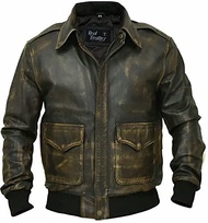 A2 Aviator Flying Pilot WWII Flight Aviator Bomber Jacket in Genuine Leather for Men