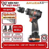 Máy Khoan Pin AKUZA K8 QUICK Đầu 4 trong 1 kèm 2 pin lớn 8cell không chổi than - Điện máy Việt Nhật