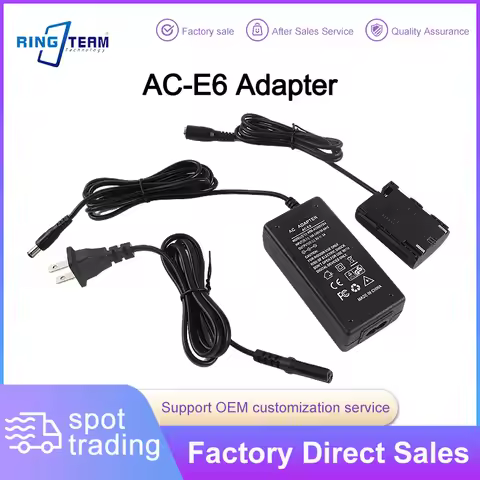 AC-E6 LP-E6 Dummy Battery Kit for Canon 5D 6D 7D Series Cameras Uninterrupted Power Accessory