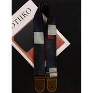 [Original] Loudspeaker Nebula Italian Leather Craft Denim Stitching Art Guitar Strap