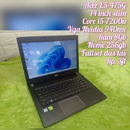 Laptop Acer E5 475G core i5 RAM 8GB SSD 256