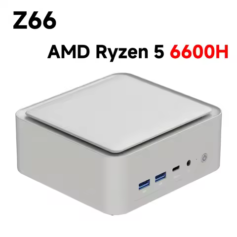 SZBOX Z66 Mini PC AMD R5 6600H DDR5 4800MT/s SSD PCIe3.0 Windows 11 Pro WiFi 6 BT5.2 Type-C Desktop 