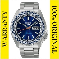 Original Seiko SRPK65K1 Men's Seiko 5 Sport Petrol Blue Checker Flag Special Edition Stainless Steel Watch