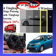 Magic Tinted hitam 20% 4Door Siap Potong Perotua Bezza ed kereta magic tinted 4Cermin