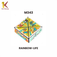 Satu Keluarga Mainan Edukasi Anak Rubik Geometri 3D Magnetic M343 Magic Rubik 3D Motif Hand Flip