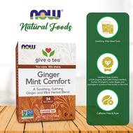 NOW Foods Ginger Mint Comfort Tea, Calming & Tummy-Pleasing Ginger-Mint Herbal Blend, 24 Tea Bags, (
