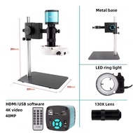 YIZHAN 4K 48MP Industrial Digital Microscope For Electronic Soldering 130X C Mount HDMI USB 60FPS Ca