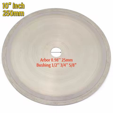 10" inch 250mm SINTERED Diamond Lapidary Saw Blade Rock Slab Trim Arbor 0.98'' 25mm Bushing 1/2'' 3/