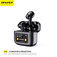**Awei T56 Bluetooth 5.4 Earphones with ANC & ENC - Large Color Screen -35dB Noise Cancelling EQ & E