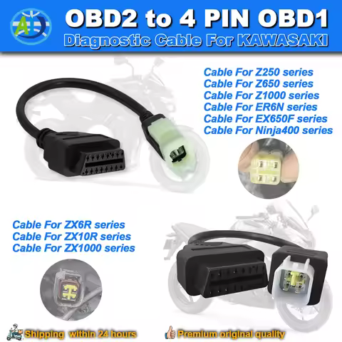 OBD Cable For Kawasaki 4Pin OBD2 Diagnostic Cable for Z250, Z650, Z1000, ER6N, EX650F, Ninja400 Moto