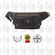 RUSH RIDER 127 Original Top Grain Leather Waist Pouch Bag Crossbody Bag Beg Pinggang Lelaki Kulit As
