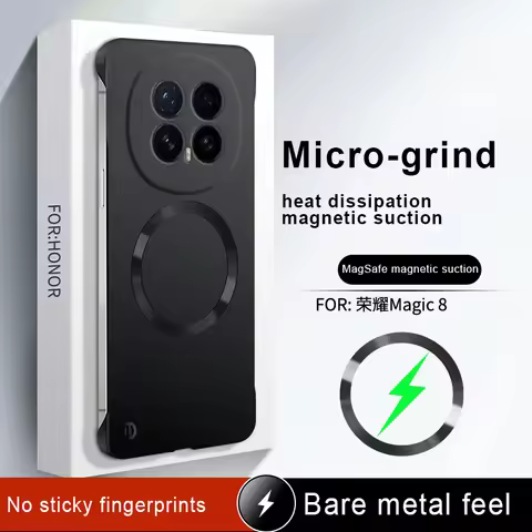 For Honor Magic 8 Pro Magic8 Lite Case Luxury Borderless Metallic Paint Built-in Magnetic Cover For