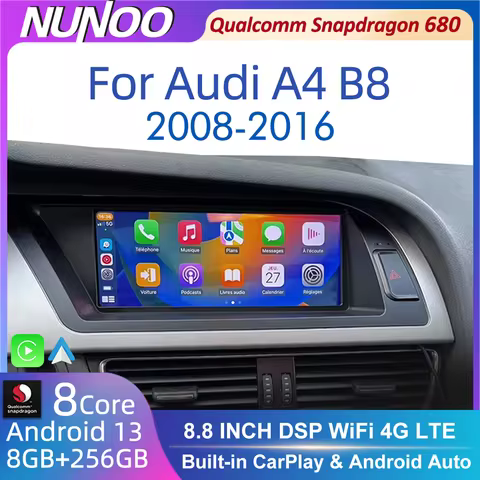 NUNOO Qualcomm 680 Wireless Android Carplay For Audi A4 B8 A5 2008~2016 GPS Android Radio Multimedia