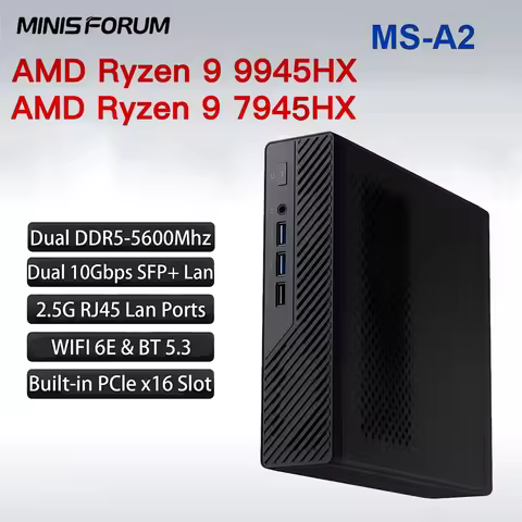 MINISFORUM MS-A2 Mini PC AMD Ryzen 9 9955HX/7945HX Windows 11 DDR5 PCIe SSD WIFI6E BT5.2 Dual 10G SF