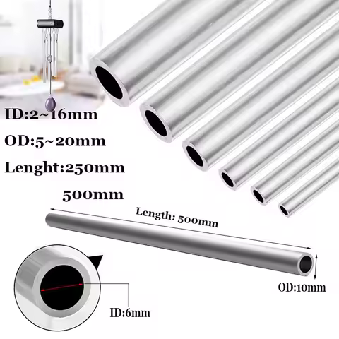 6061 Aluminium Pipe Length 250mm/500mm OD 5~20mm Inner Dia 2mm~16mm Straight Round Aluminum Alloy Tu