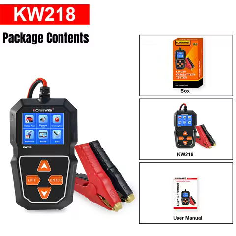 KONNWEI KW218 Car Motorcycle Battery Tester Automotive Battery Inspection Tools 100 to 2000CCA Charg