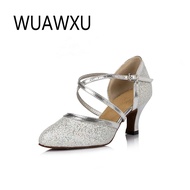 【Latest Style】 Natasha Modern Women's Latin Dance Shoes Silver Dance Shoes Flash Dance Shoes Profess