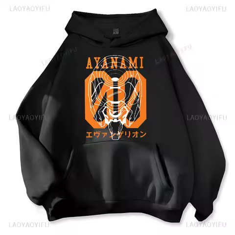 Y2k AYANAMI-Neon-Genesis-Evangelion-Anime Graphic Pattern Hoodie Men Women Long Sleeve T Shirt Carto