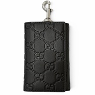 全新 □ GUCCI 850212 GG 標誌皮革三折鑰匙包/鑰匙袋，當前款式，黑色，意大利製造，男士，帶盒子和防塵袋。