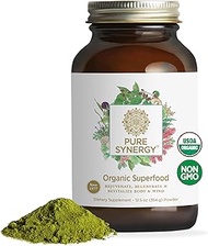 PURE SYNERGY Organic Superfood Powder | Organic Green Superfood Powder | Whole Food Supplement with 