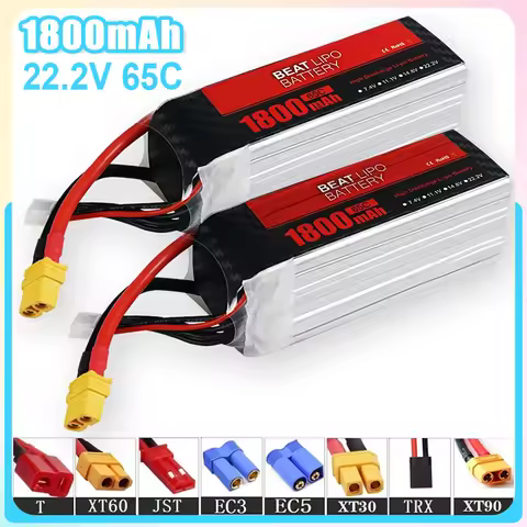 NEW 22.2V 1800mAh 65C LiPo Battery For RC Quadcopter Helicopter FPV Racing Drone Spare Parts 6s Rech
