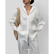 KEMEJA ECINOS - Philia Oversized Linen Shirt 2.0 | WOMEN'S TOPS | Women's Shirts
