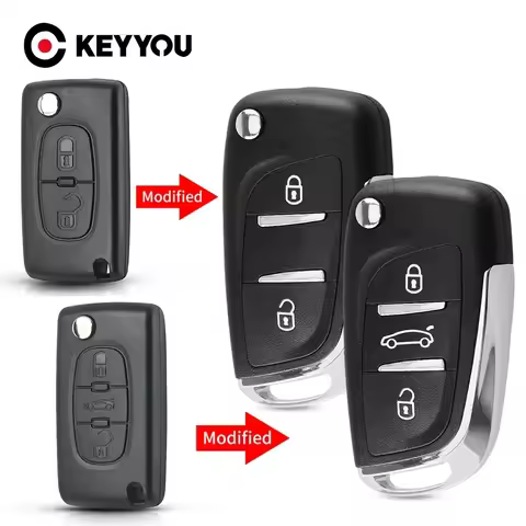 KEYYOU 1PCS NEW CE0523 CE0536 Remote Car Key Case For Peugeot 306 407 807 Partner For Citroen C2 C4 