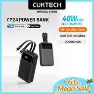 【3C Certification】CUKTECH 20000mAh 40W Fast Charging Built-in Dual Cables Powerbank iP17/16/15 40W M